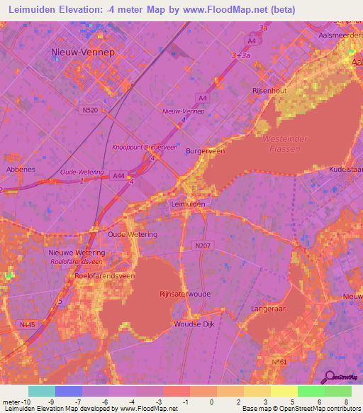 Leimuiden,Netherlands Elevation Map