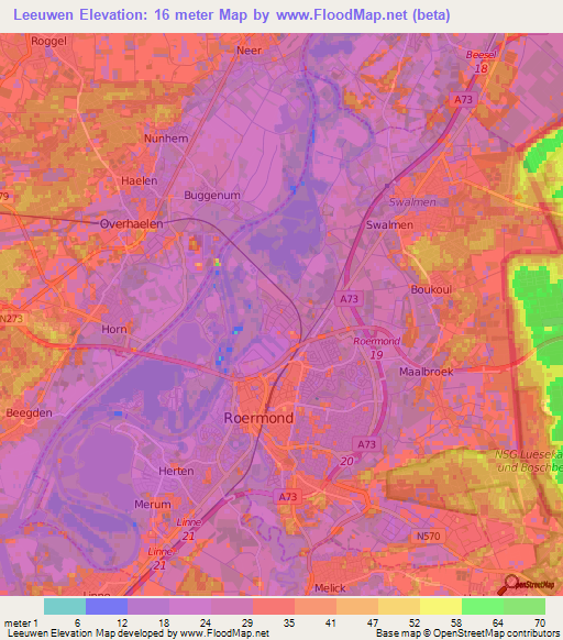 Leeuwen,Netherlands Elevation Map
