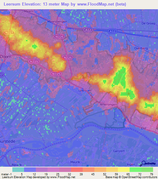Leersum,Netherlands Elevation Map