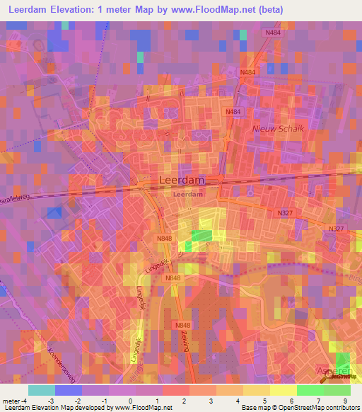 Leerdam,Netherlands Elevation Map