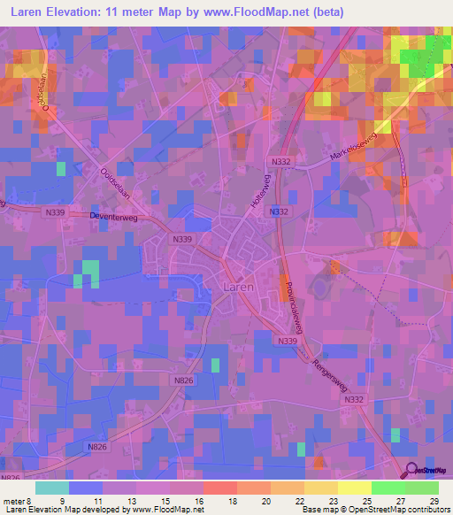 Laren,Netherlands Elevation Map