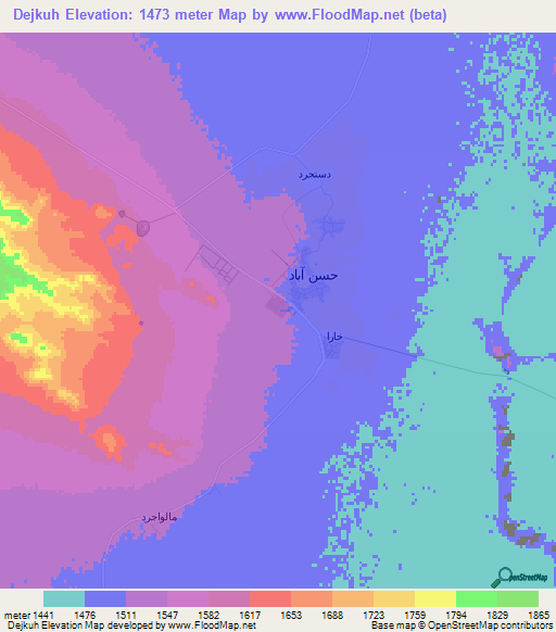 Dejkuh,Iran Elevation Map