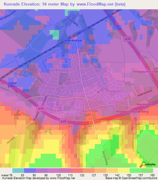 Kunrade,Netherlands Elevation Map