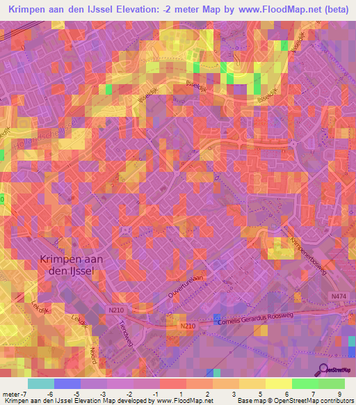 Krimpen aan den IJssel,Netherlands Elevation Map