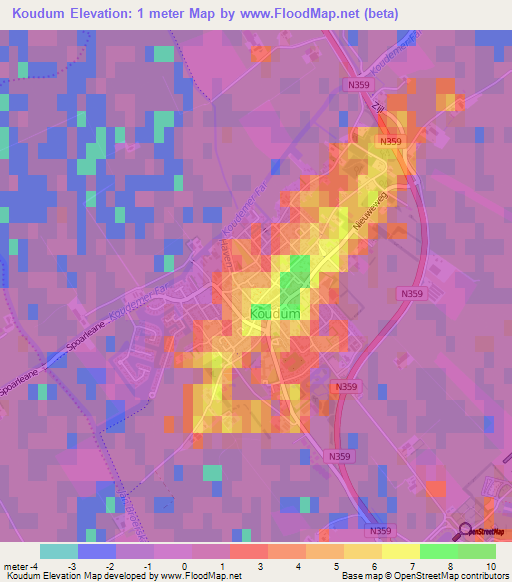 Koudum,Netherlands Elevation Map