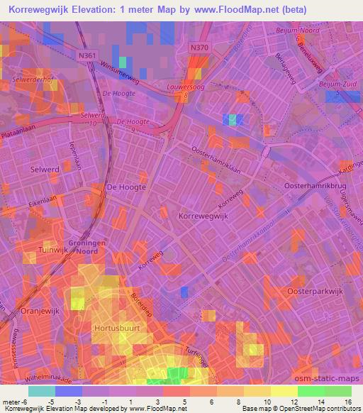 Korrewegwijk,Netherlands Elevation Map