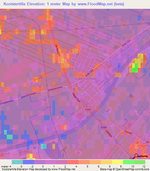 Kootstertille,Netherlands Elevation Map