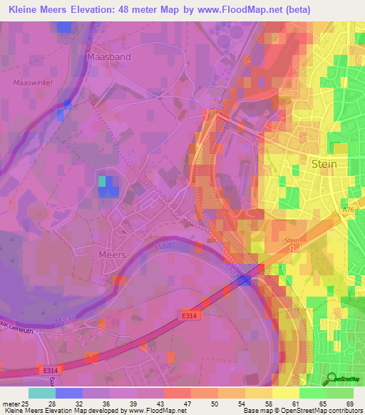 Kleine Meers,Netherlands Elevation Map