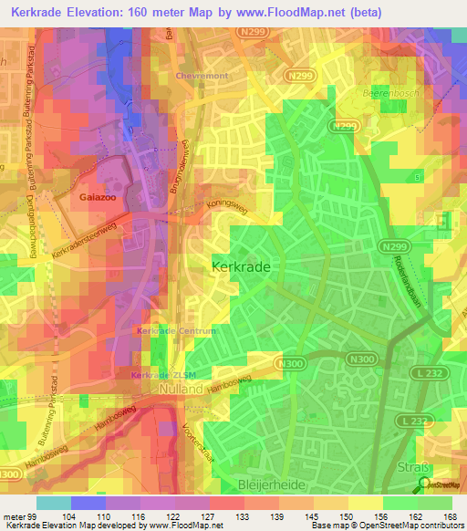 Kerkrade,Netherlands Elevation Map