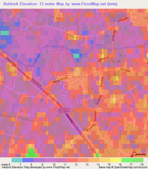 Keldonk,Netherlands Elevation Map