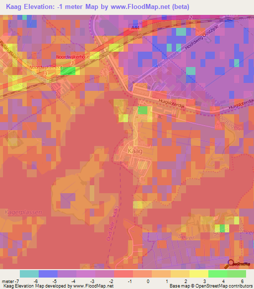 Kaag,Netherlands Elevation Map