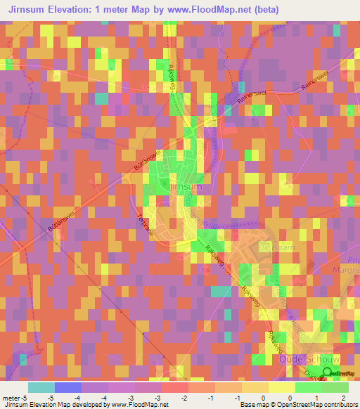 Jirnsum,Netherlands Elevation Map