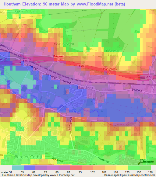 Houthem,Netherlands Elevation Map