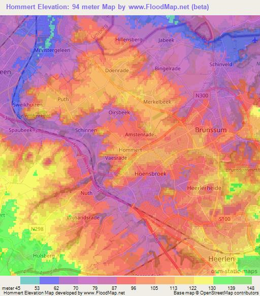 Hommert,Netherlands Elevation Map