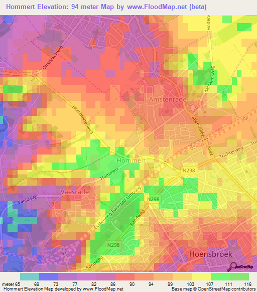 Hommert,Netherlands Elevation Map