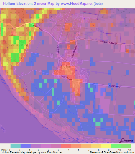 Hollum,Netherlands Elevation Map