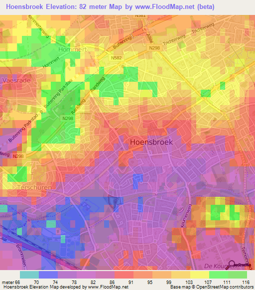 Hoensbroek,Netherlands Elevation Map