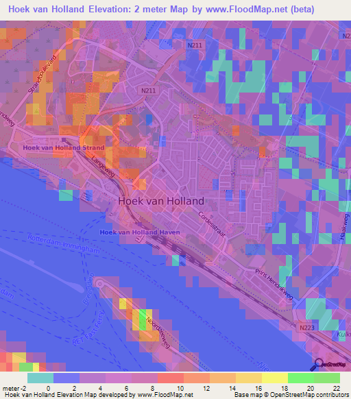 Hoek van Holland,Netherlands Elevation Map