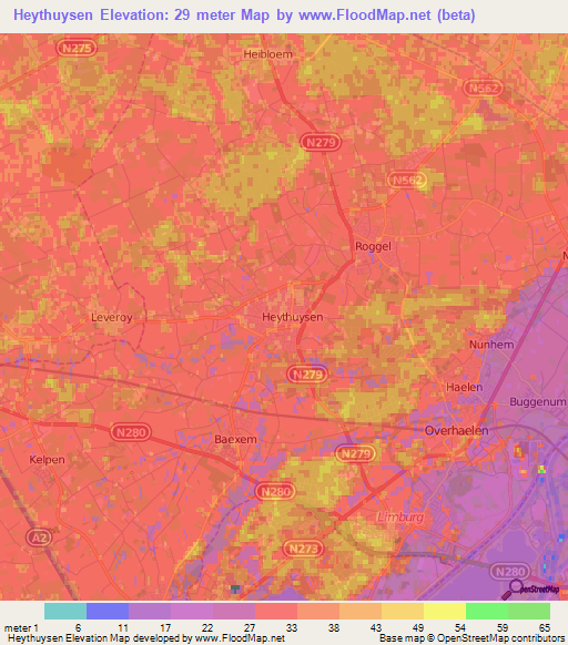 Heythuysen,Netherlands Elevation Map