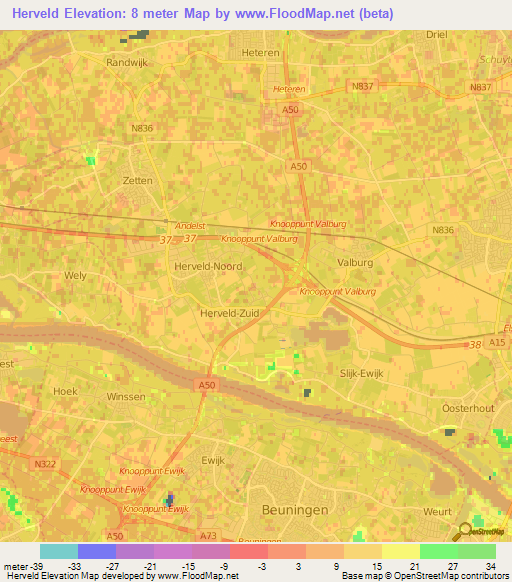 Herveld,Netherlands Elevation Map