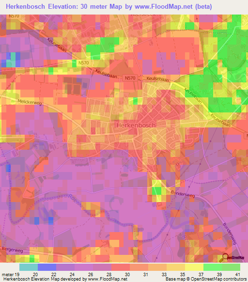 Herkenbosch,Netherlands Elevation Map