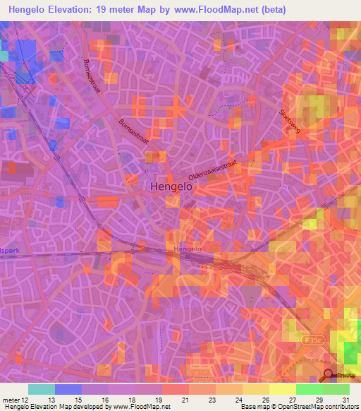 Hengelo,Netherlands Elevation Map