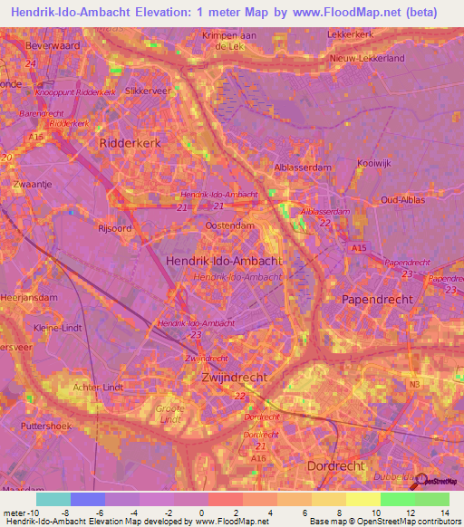 Hendrik-Ido-Ambacht,Netherlands Elevation Map