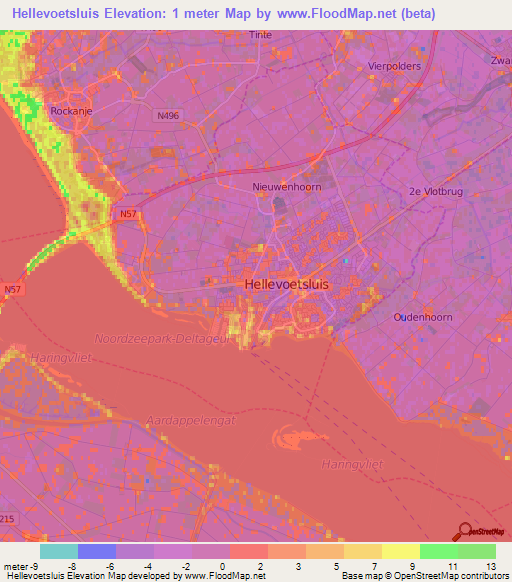 Hellevoetsluis,Netherlands Elevation Map