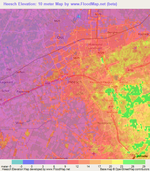 Heesch,Netherlands Elevation Map