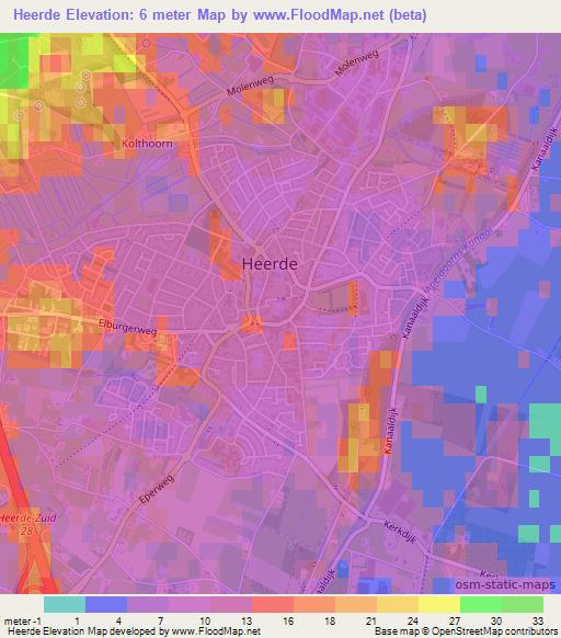 Heerde,Netherlands Elevation Map