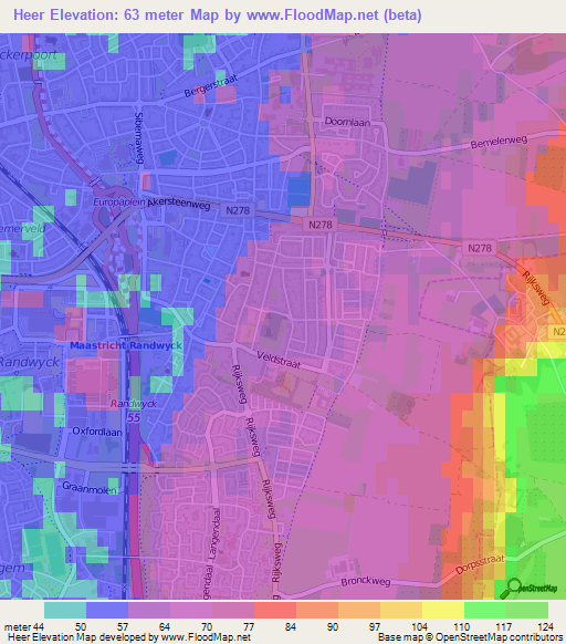 Heer,Netherlands Elevation Map