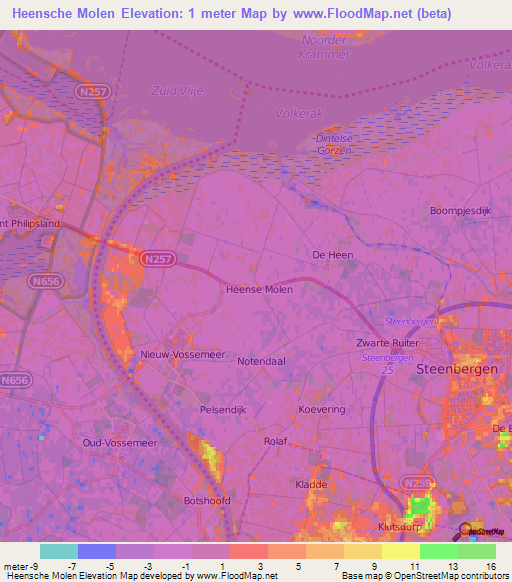 Heensche Molen,Netherlands Elevation Map