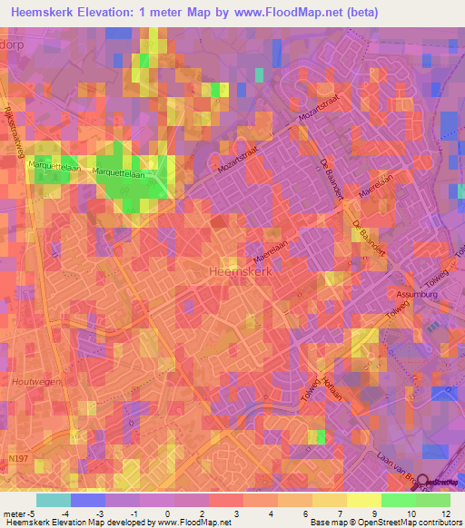 Heemskerk,Netherlands Elevation Map