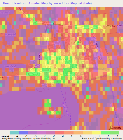 Heeg,Netherlands Elevation Map