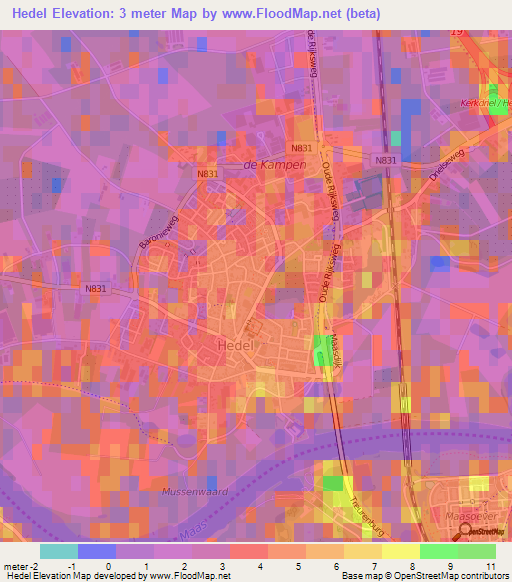 Hedel,Netherlands Elevation Map