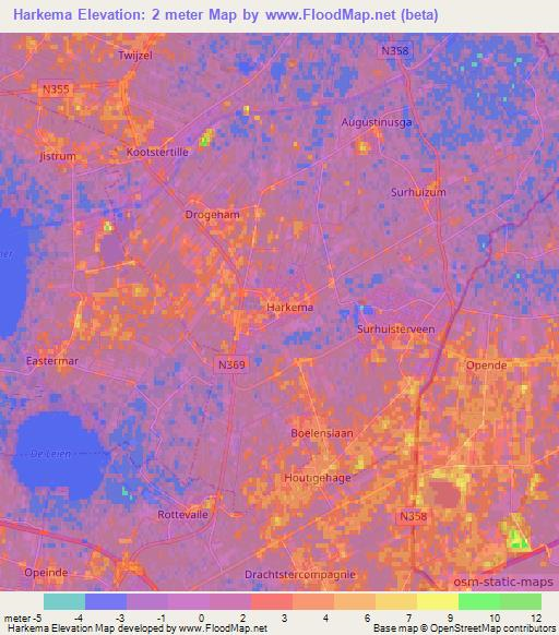 Harkema,Netherlands Elevation Map