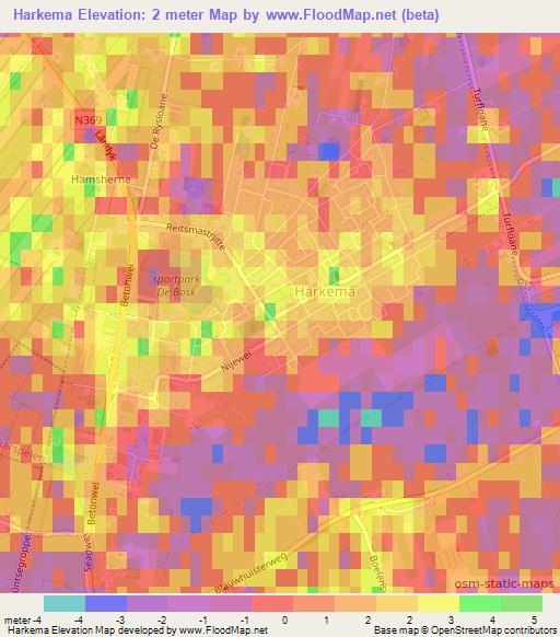 Harkema,Netherlands Elevation Map