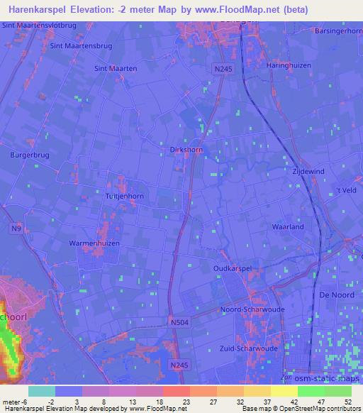 Harenkarspel,Netherlands Elevation Map