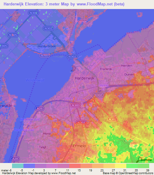 Harderwijk,Netherlands Elevation Map