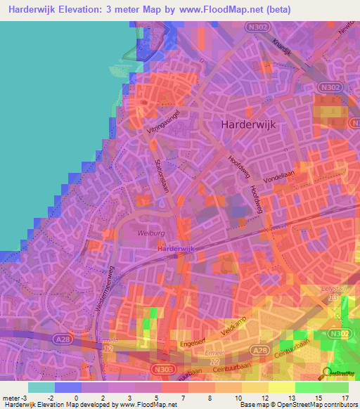 Harderwijk,Netherlands Elevation Map