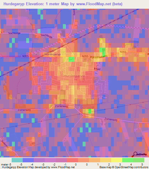 Hurdegaryp,Netherlands Elevation Map