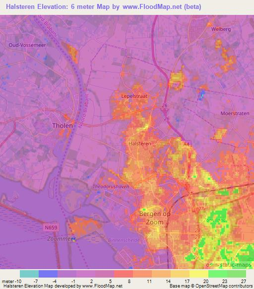 Halsteren,Netherlands Elevation Map