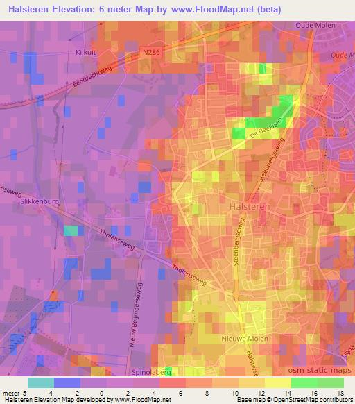 Halsteren,Netherlands Elevation Map