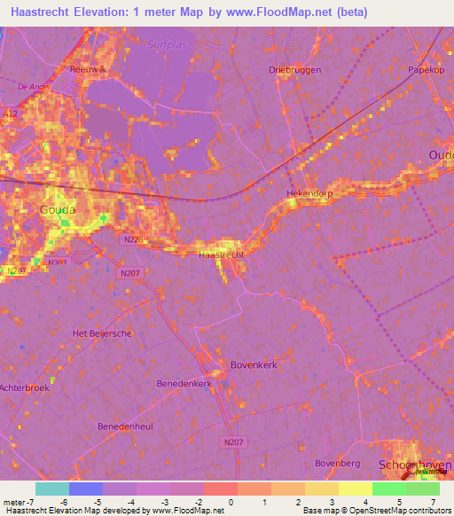 Haastrecht,Netherlands Elevation Map