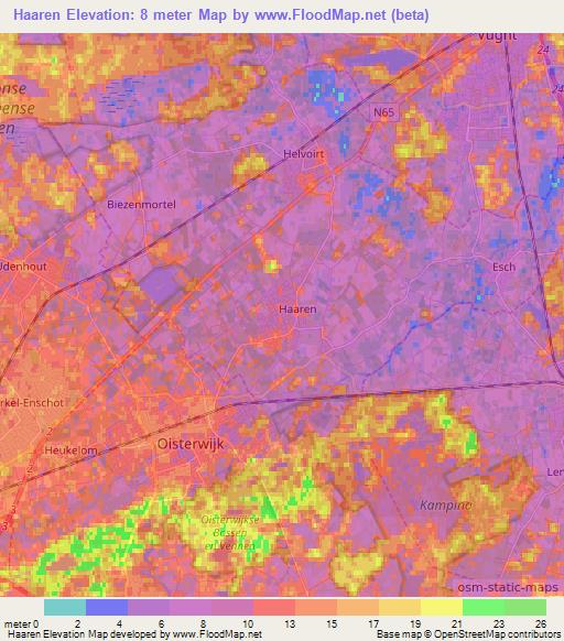 Haaren,Netherlands Elevation Map