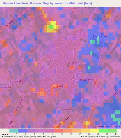 Haaren,Netherlands Elevation Map