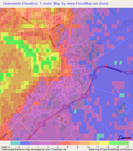 Haamstede,Netherlands Elevation Map