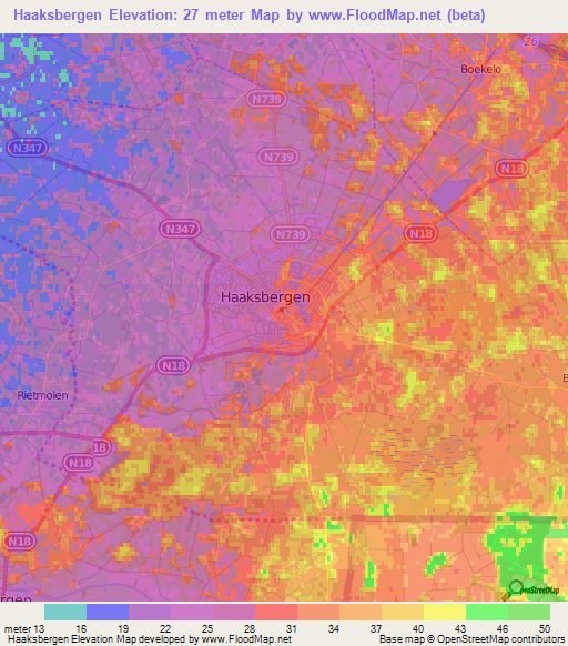 Haaksbergen,Netherlands Elevation Map