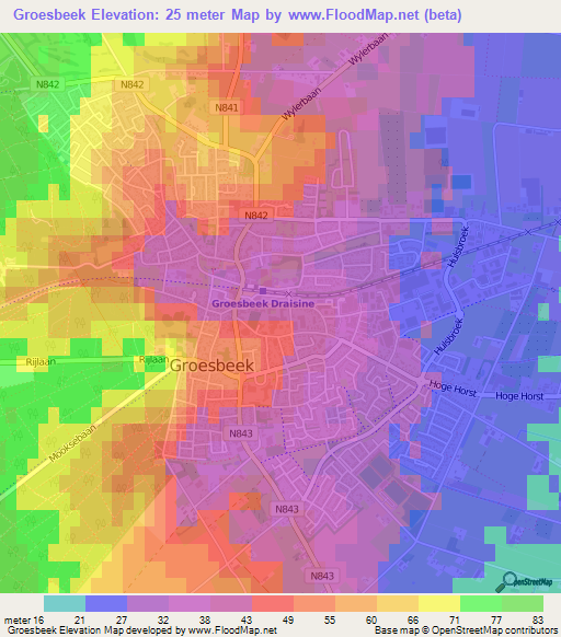 Groesbeek,Netherlands Elevation Map