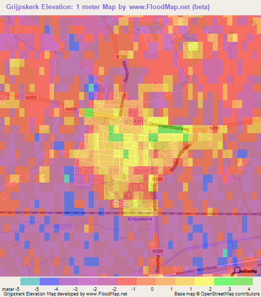 Grijpskerk,Netherlands Elevation Map
